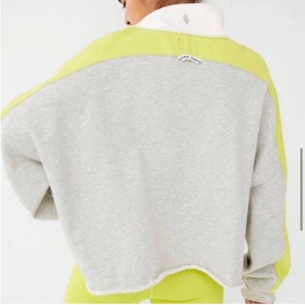 Free People Movement Split Second Half Zip Grey Neon